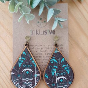 Brinco gota marrom/azul