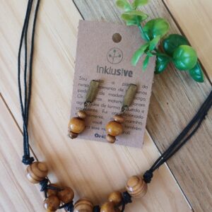 Conjunto contas de madeira